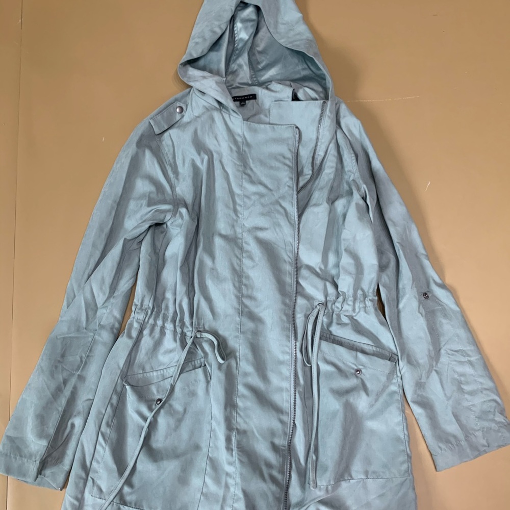 Teal coat with hood and pockets